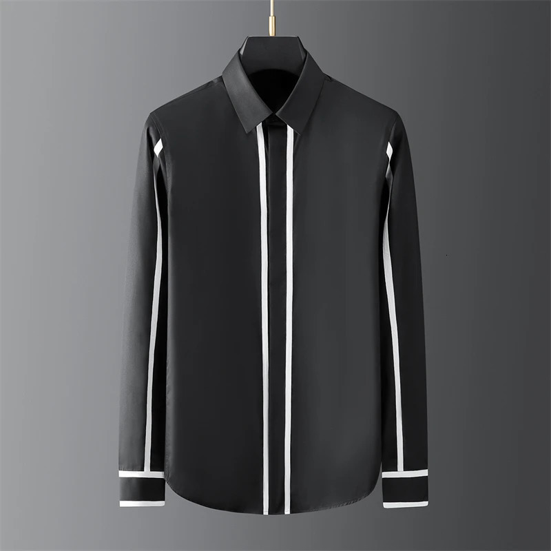High-end mens shirt printed mens shirt long-sleeved lapel shirt daily outdoor shopping comfortable fabric large size xs-6xl 260402