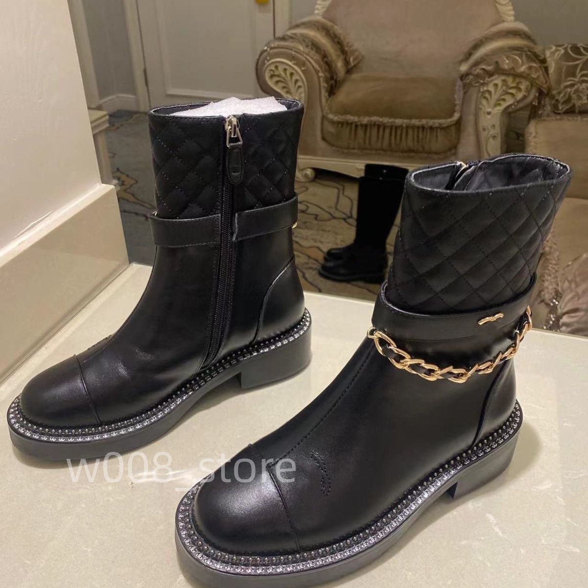 Ankle Boots Women Womens Boots Winter Round Toe Lace-up Short Boots Womens Designer Knight Boots Women luxury Shoes