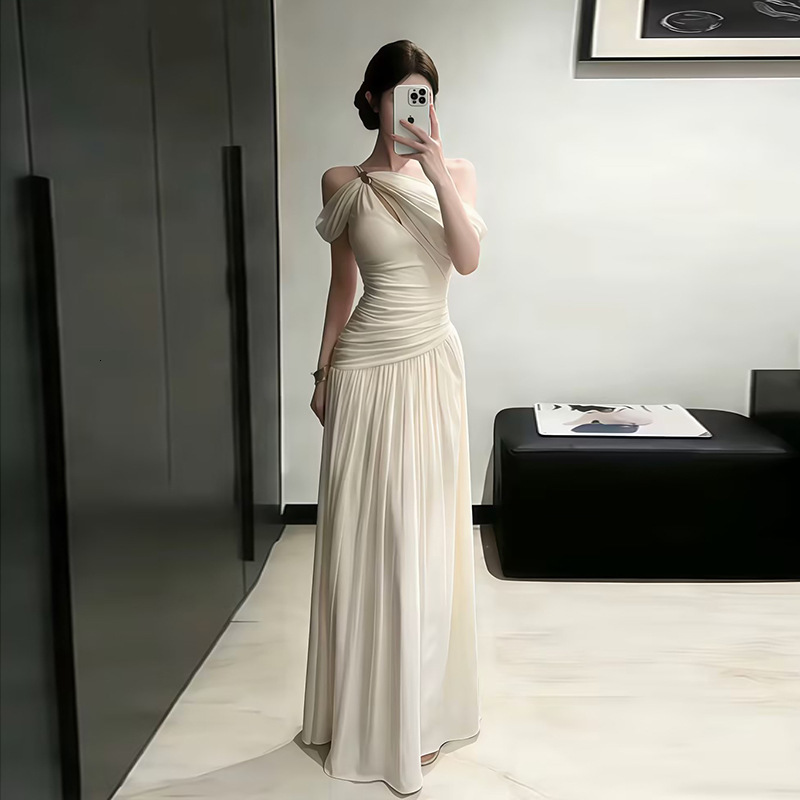 Ilya Early Spring Beautiful Dress for Women Mesh Off-Shoulder Bodycon Dress Elegant Long Dress YL26053 240701