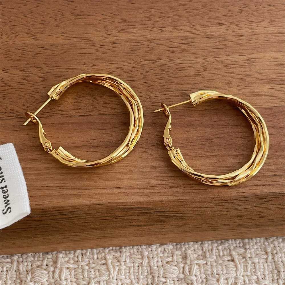 Womens Minimalist Multi-layer Circle Earrings 925 Silver Stud C-shaped Luxury High-End Feel Earrings H260403