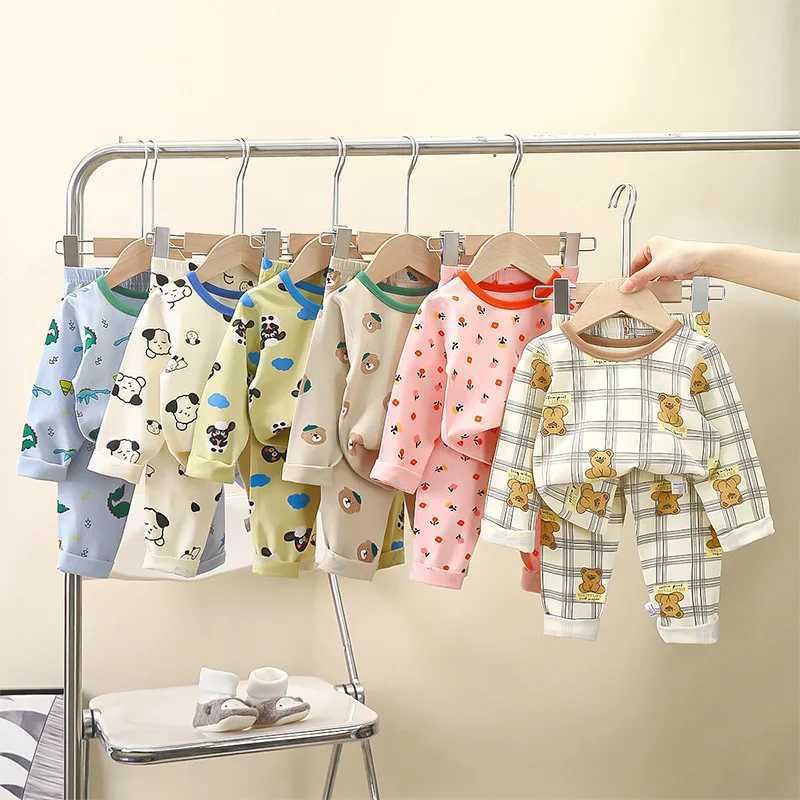 Kid Comfortable Pajamas Two Piece Set Multi Style Long Sleeve Top Trousers Pants Girl Boy Homewear Casual Children Cute Wear H260403