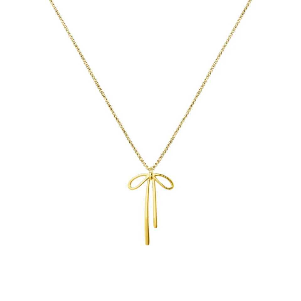 Trendy Gold Bow Necklace Gold Plated Cute Bow Pendant Bow Chain Choker Necklaces for Women Christmas Party Gifts H260403