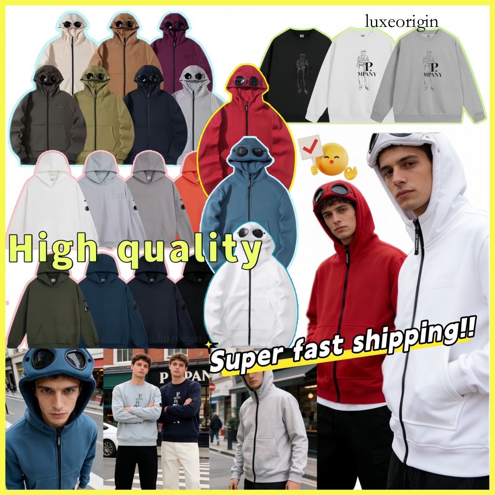 C p Companys Mens Hoodies Sweatshirts Hooded Jackets C p Hoodie Windproof Storm Cardigan Overcoat Fashion Hoodie Zip Fleece Lined Coat Men Modern Stylish 247