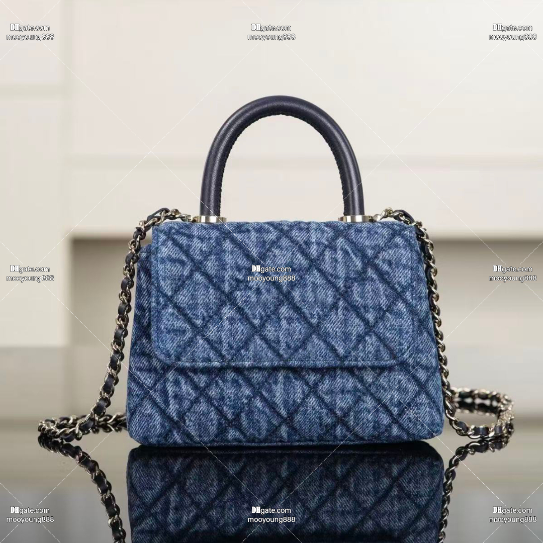 12A Upgrade Mirror Quality Designer Denim Bag Luxury Handbags with Top Handle Women Genuine Leather Shoulder Bags Blue Crossbody Purse with Box AS2215 AS4244