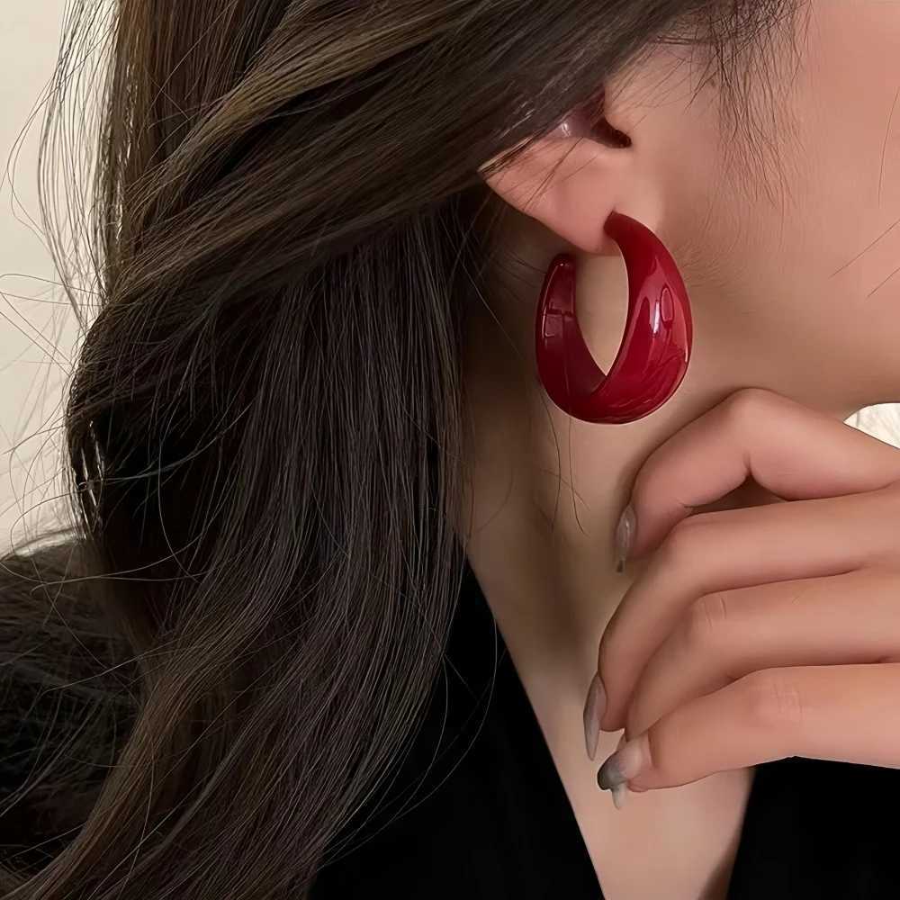 Retro C Shape Resin Drop Earrings Simple Stud Earrings For Women Fashionable Acrylic Jewelry H260403
