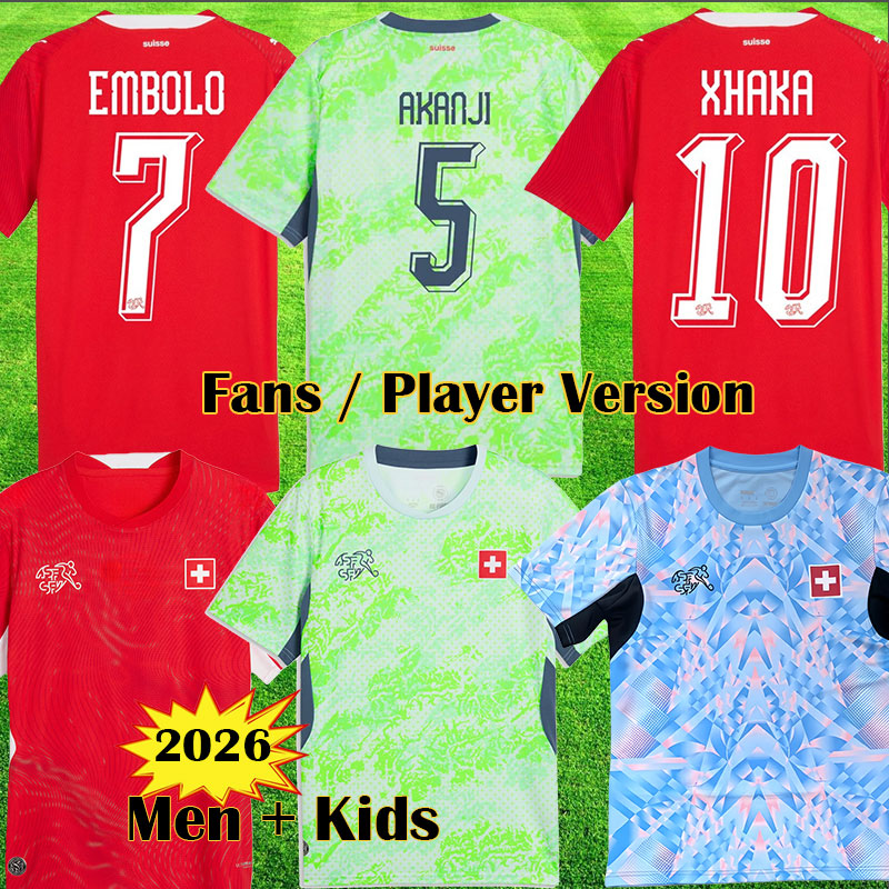 2026 Switzerland Soccer Jerseys ELVEDI AKANJI ZAKARIA SOW RIEDER EMBOLO SHAQIRI 26 27 Football shirts SWISS home away football Shirt Uniforms MEN Kids Kit