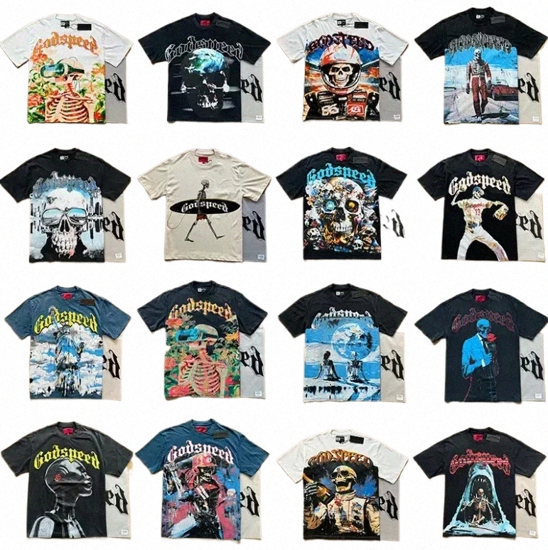 god Speed men shirt designer t shirt mens t shirt graphic tee clothe classical hipster fabric cotton Street graffiti Letter foil print Vintage washed k4Lx#