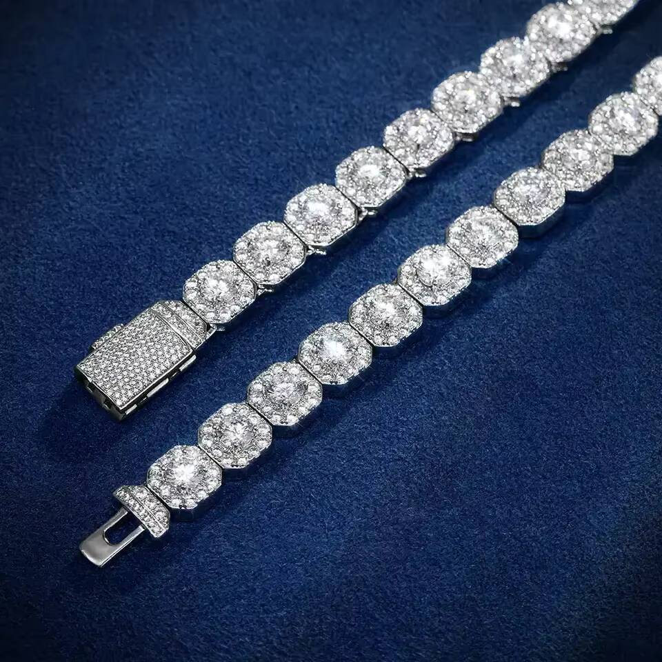 Fine Jewelry 6mm Men Simple Design VVS Moissanite Diamond Custom Silver Tennis Hip Hop Tennis Chain Bracelet Necklace