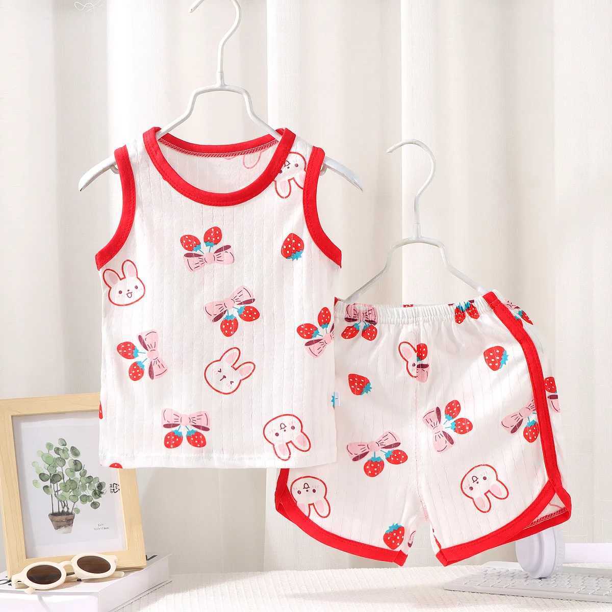 2026 New Kids Sleeveless Set Summer Cotton Girls Shorts Pajamas Korean Style Boys Tank Top Outfit Children Clothing Set H260403