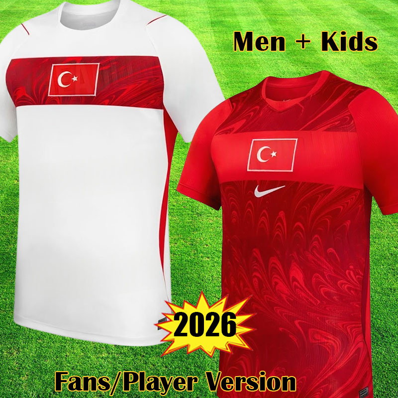 2026 Turkey YILDIZ Soccer Jerseys 26 27 Turkiye Home Away Men kids Players Fans Football Jersey Shirts kit Kit DEMIRAL Kokcu Calhanoglu ARDA GULER