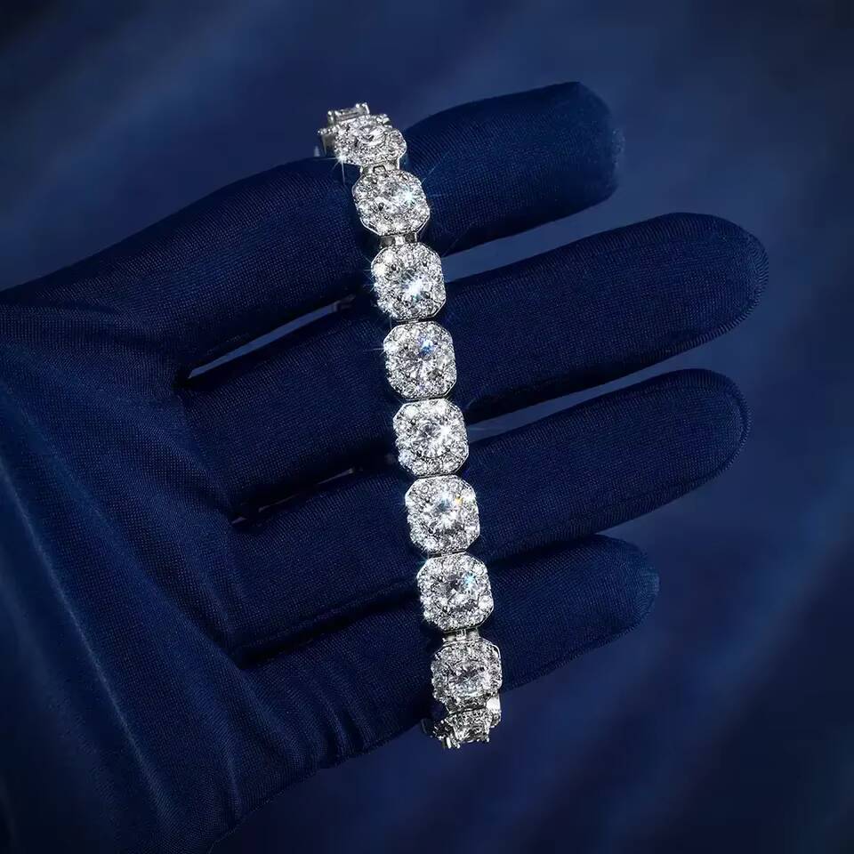 Fine Jewelry 6mm Men Simple Design VVS Moissanite Diamond Custom Silver Tennis Hip Hop Tennis Chain Bracelet Necklace