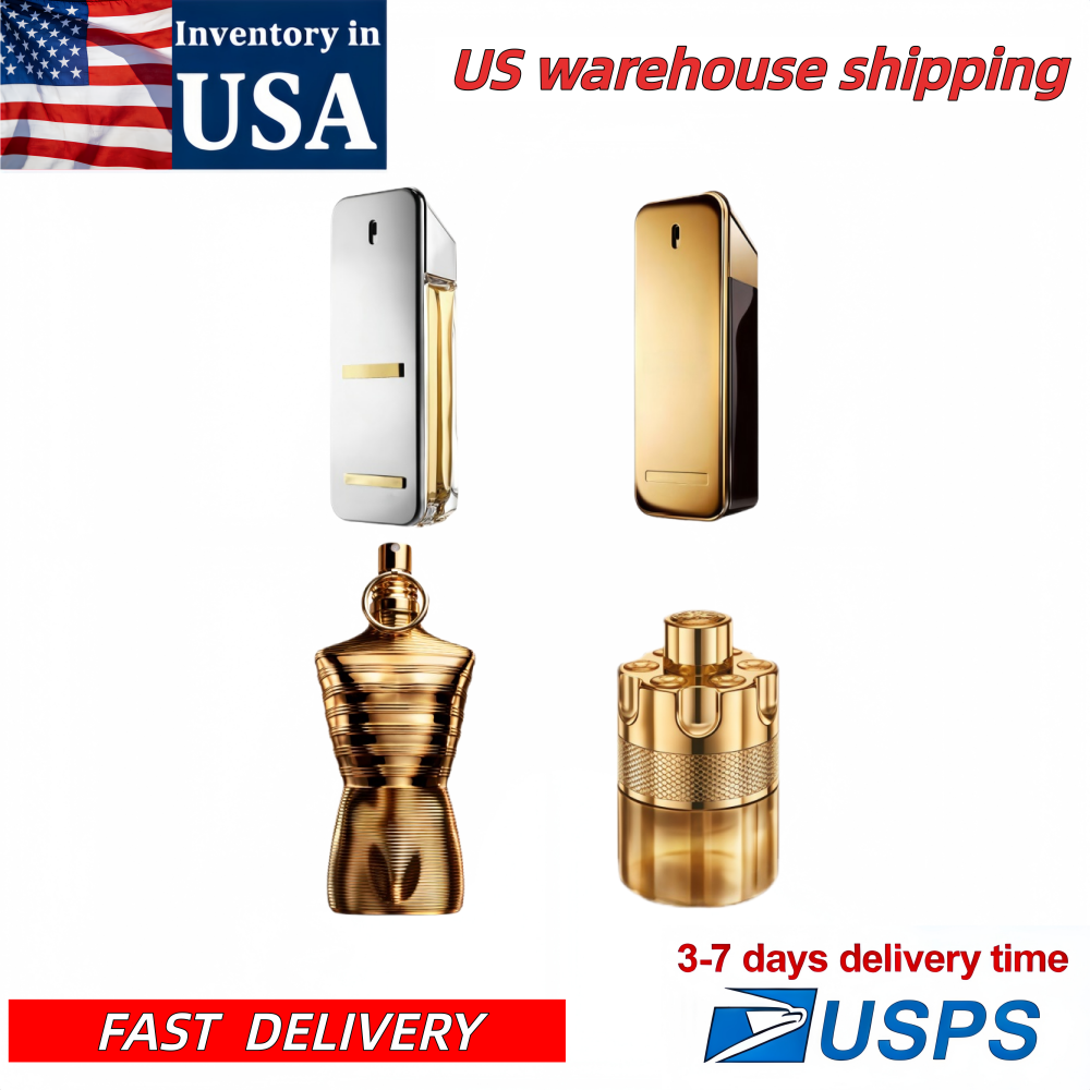 Men's Luxury Eau de Toilette, Iconic Gold Male Torso Bottle with Horizontal Stripes, Long-Lasting Oriental Woody Scent, USA Warehouse 3-7 Days Fast Delivery