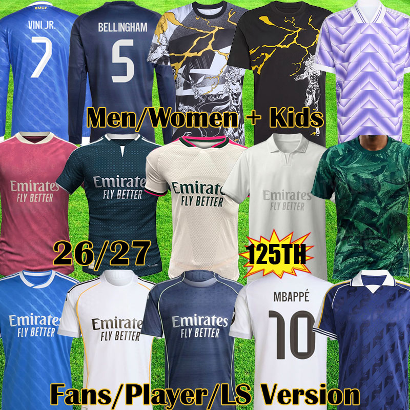 26 27 Player Version BELLINGHAM REALS Soccer Jerseys MBAPPE ENDRICK Lifestyle kit VINI JR MASTANTUONO kits GONZALO camiseta 2025 2026 kids football shirt MaDRid RM