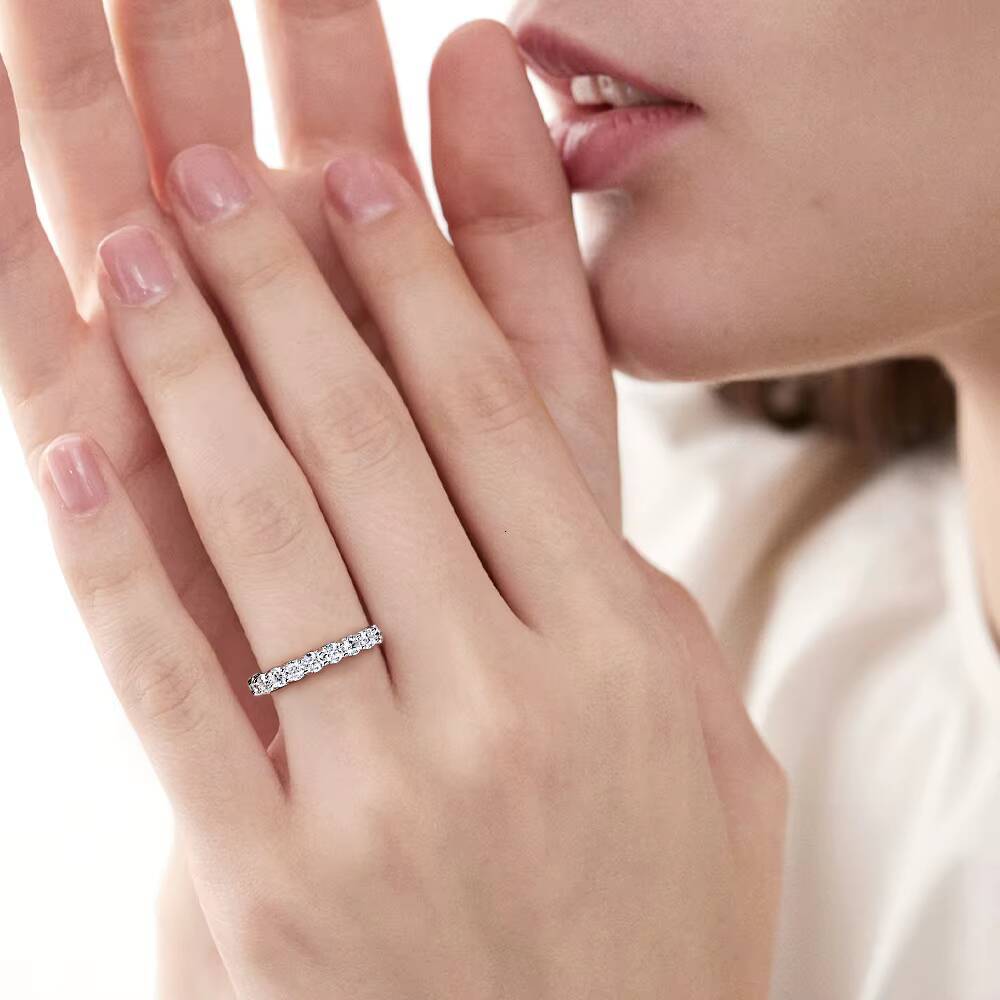 New 30mm Full Pave Moissanite Eternity Band S925 Silver 18K Gold Plated Luxury Wedding Ring for Women Gift Her