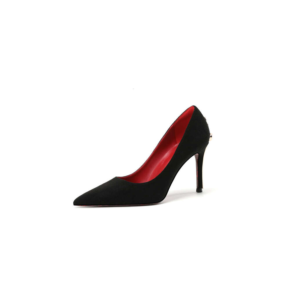 In Stock Sharp Blade Pointed Toe Stiletto High Heels Women European And American Hot Style Red Sole Black Sword Scepter Single Shoes