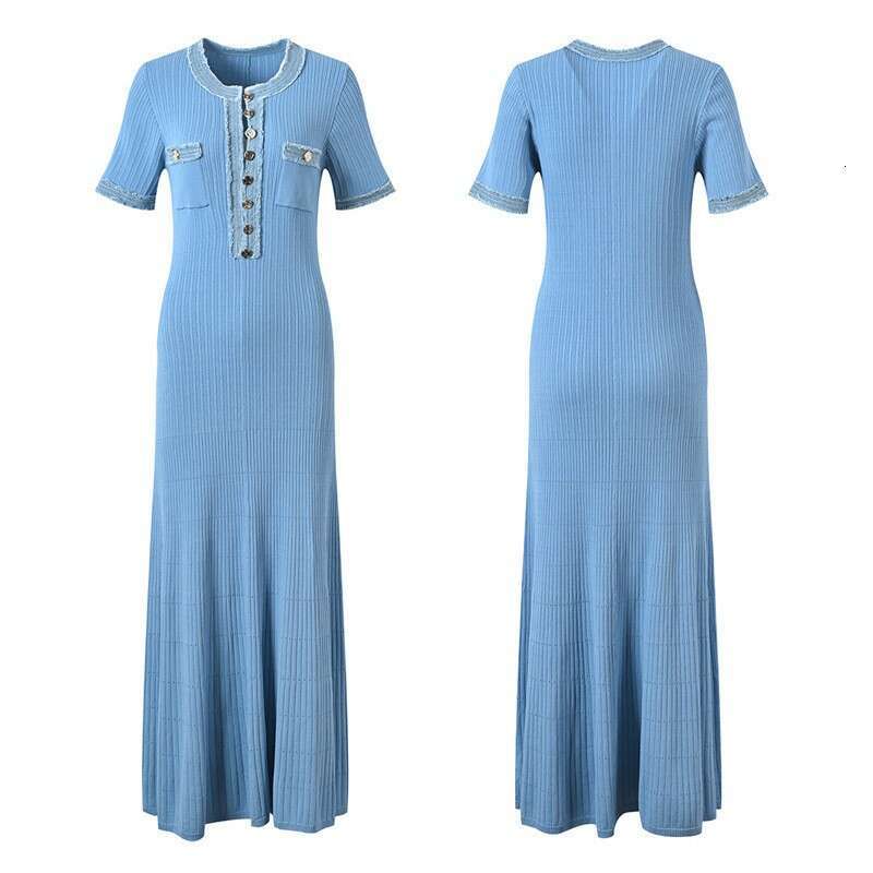 k30 2026 Spring/Summer New Luxury Cowboy Patch Dress Simple Waist Waist Women's Slimming Long Dress Fashionable