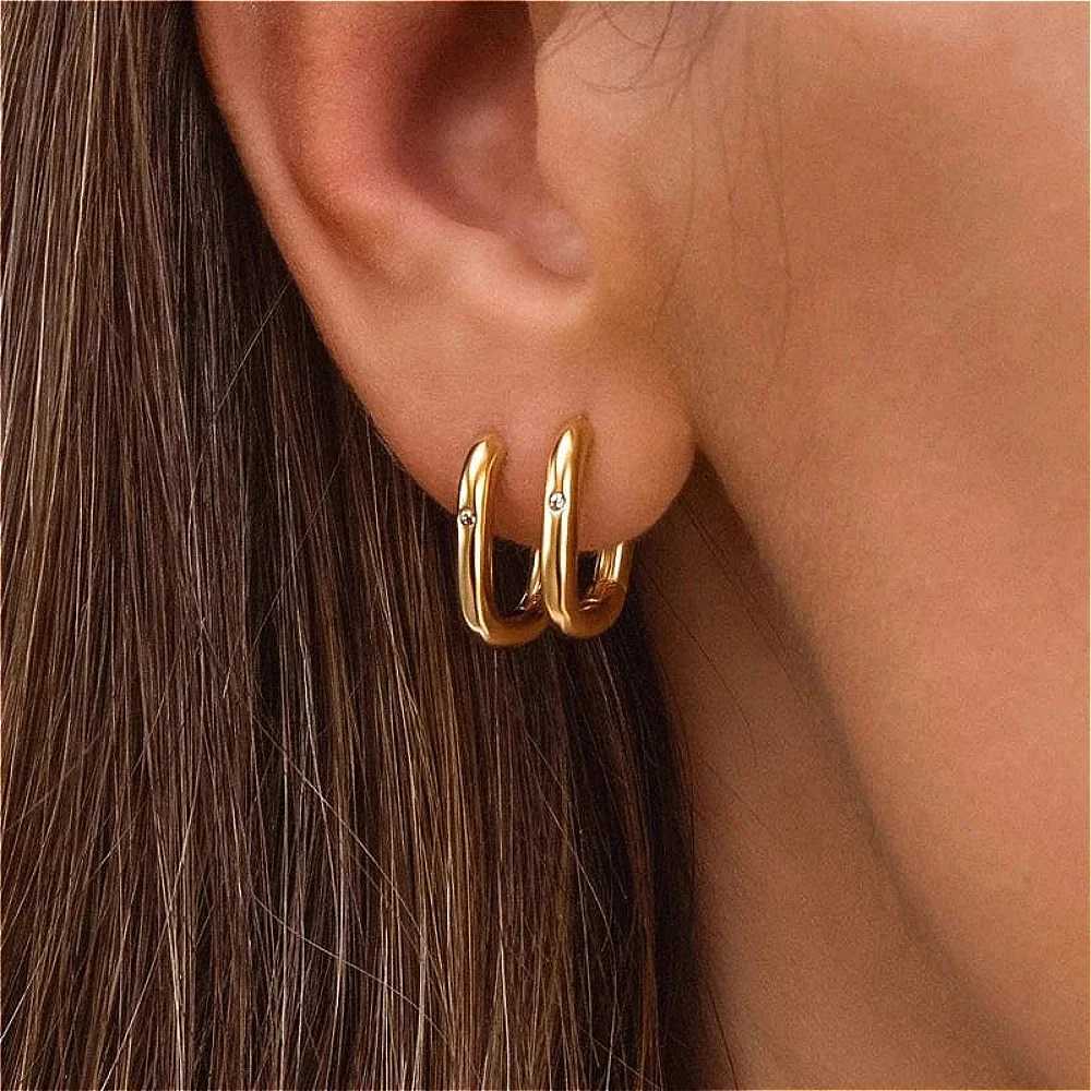 Mariasz Minimalist 1/3Pairs Dainty U-Shaped Stainless Steel Hoop Earrings for Women Gold Color with CZ Huggie Hoops Jewelry H260403