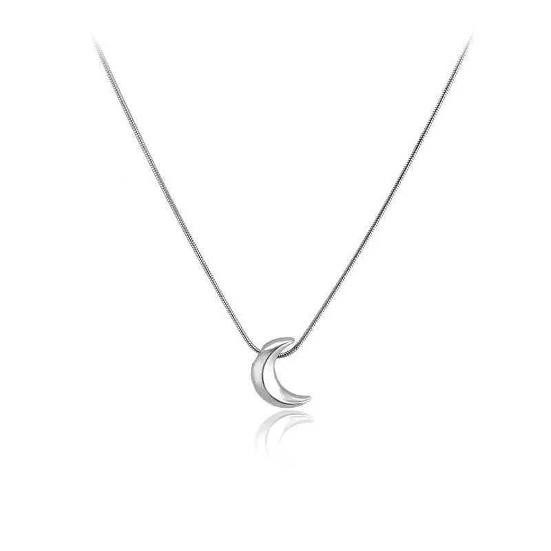 Cute Simple Moon Pendant Necklaces For Women Bohemia Silver Color Chain Choker Necklace Metal Jewelry Bijoux Collares H260403