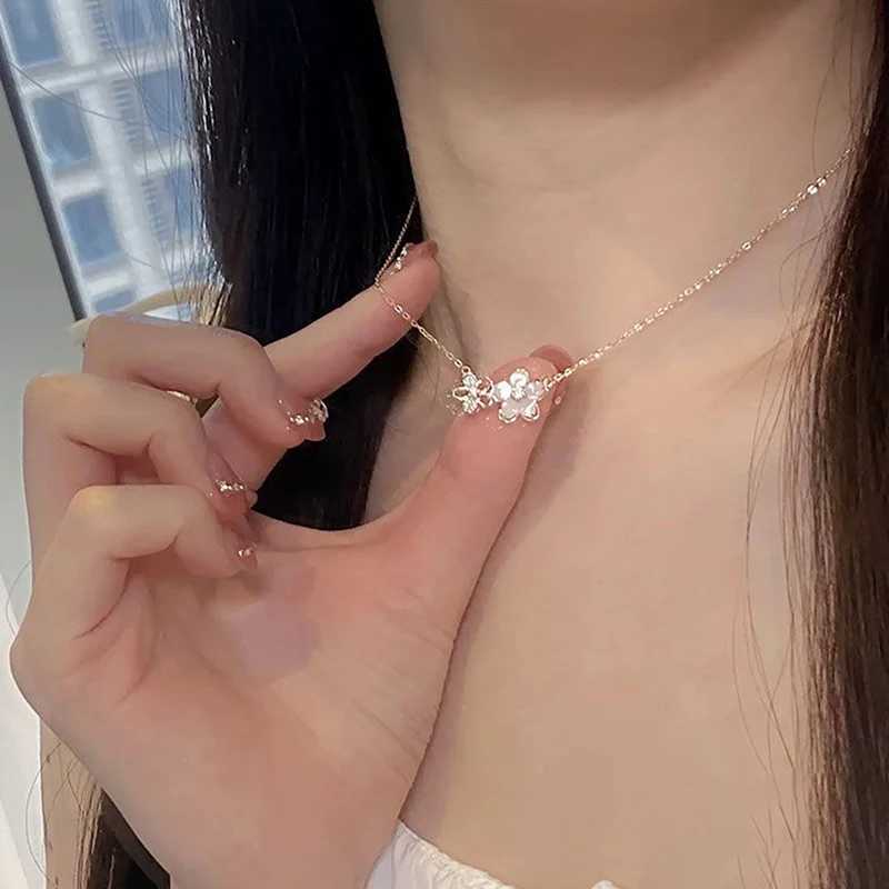 Fashion Flower Choker Necklace Party Jewelry Accessories Gift For Women Girls Elegant Delicate Zircon Cherry Blossom Necklace H260403