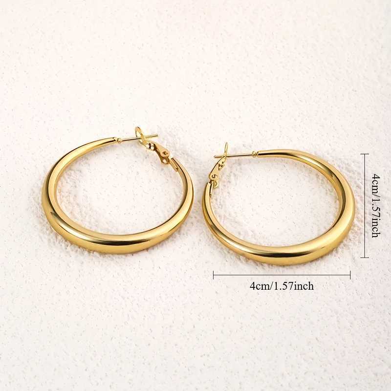 EVISPOL Elegant Golden Hoop Earrings for Women Thick Design Lightweight Comfortable Perfect for Daily Wear or Parties Jewelry H260403