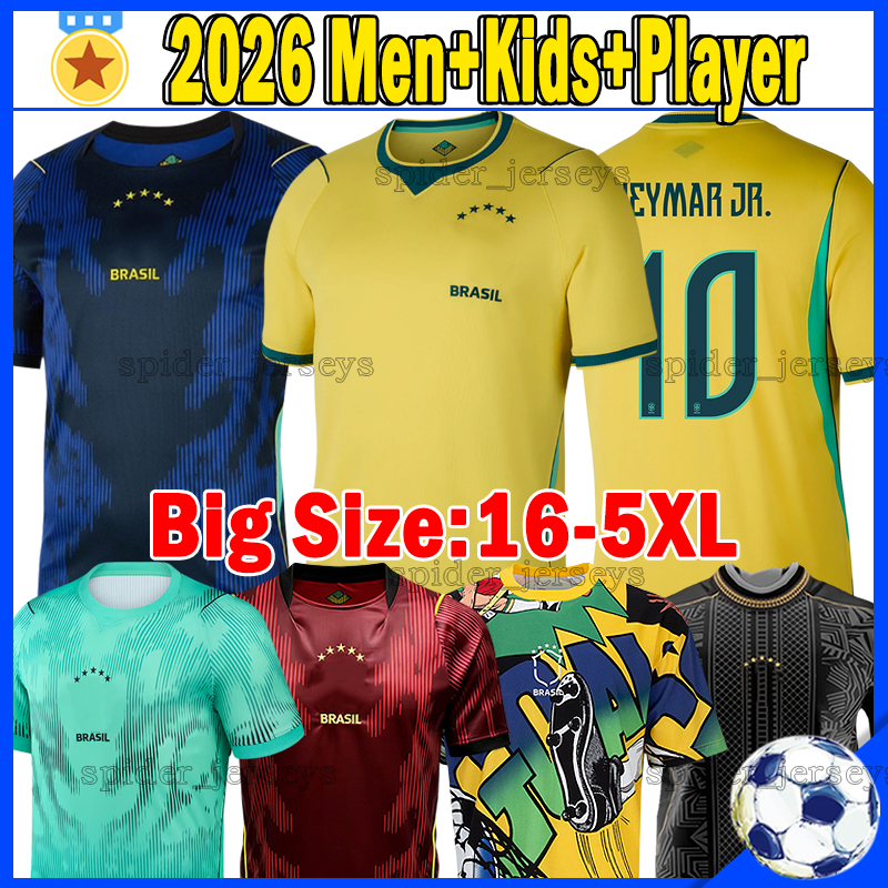 4XL 5XL 2026 brazil NEYMAR JR. soccer jerseys VINI JR. MARTINELLI CASEMIRO RAPHINHA 26 27 Player version football shirts L.HENRIQUE CUNHA brasil Women jersey kids kits