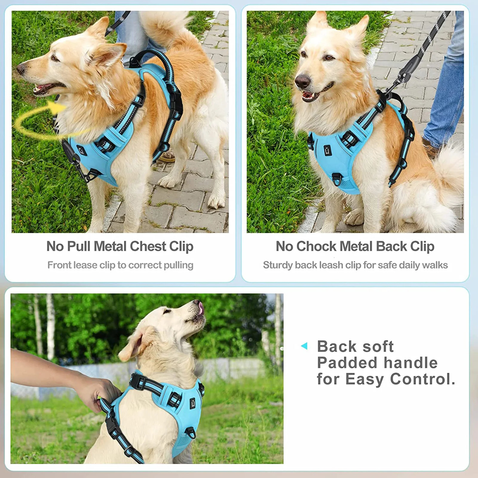 No Pull Dog Harness Adjustable Soft Padded Pet Vest with Easy Control Handle 260402