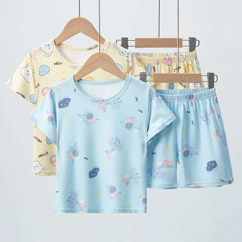 2-piece Summer Childrens Comfortable And Versatile Cute Short sleeved Shorts Set For Boys And Girls Casual Home And Outdoor Set H260403