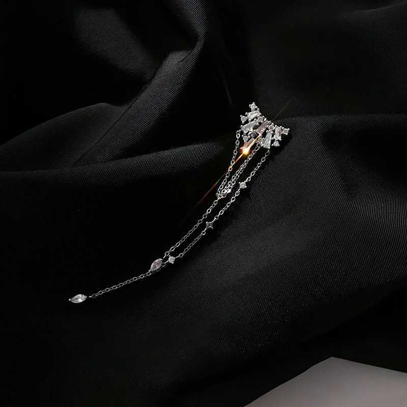 HI MAN 925 Sterling Silver Korean Exquisite Transparent Zircon Tassel Stud Earrings Women Fashion Engagement Jewelry H260403