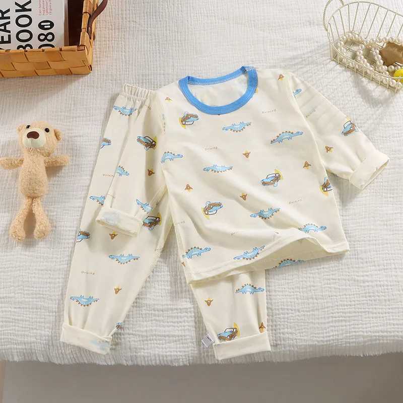 Spring Kids Pajama Set Cartoon Strawberry Dinosaur 1-9T Homewear Thin Loungewear for Girls Boys - Spring Childrens Sleepwear H260403