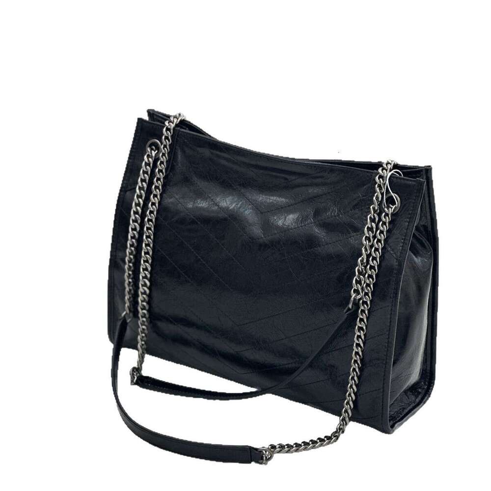 Women's Genuine Leather Bag, First Layer Oil Wax Leather, Shoulder Underarm Bag, Large Capacity Tote Bag, Rhombus Chain Bag, Luxury Ladies Handba