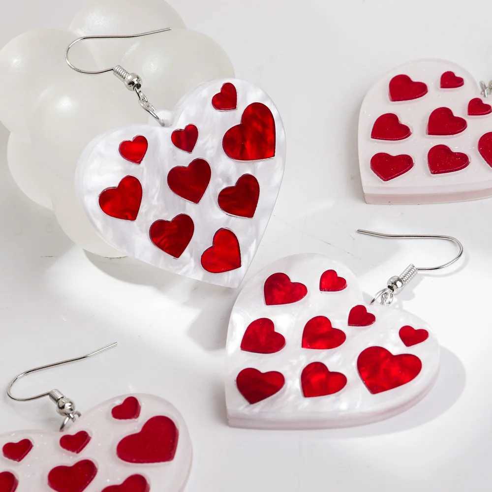 Cute Heart Cat Acrylic Earrings Women Statement Peach Kitten Drop Earring Fashion Jewelry Valentines Day Gifts H260403