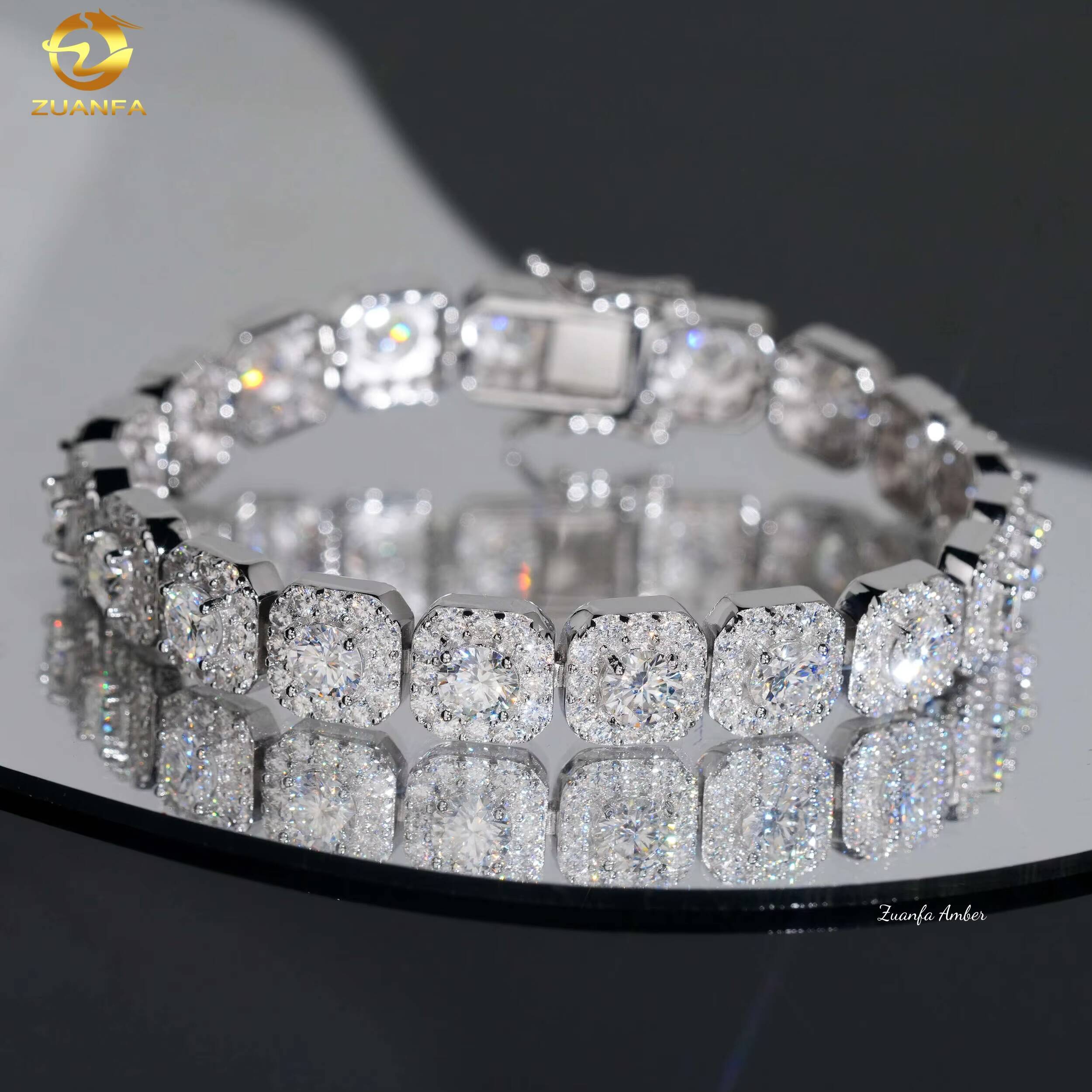 Vintage Rapper Jewelry 10mm Hip Hop Jewelry Iced Out Moissanite Cuban Bracelet 925 Silver Moissanite Cuban Link Bracelet