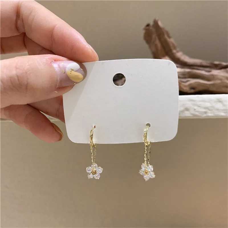 Korean Exquisite Tassel Zircon Flower Ear Buckle Earrings Women 925 Sterling Silver Fashion Versatile Banquet Jewelry H260403