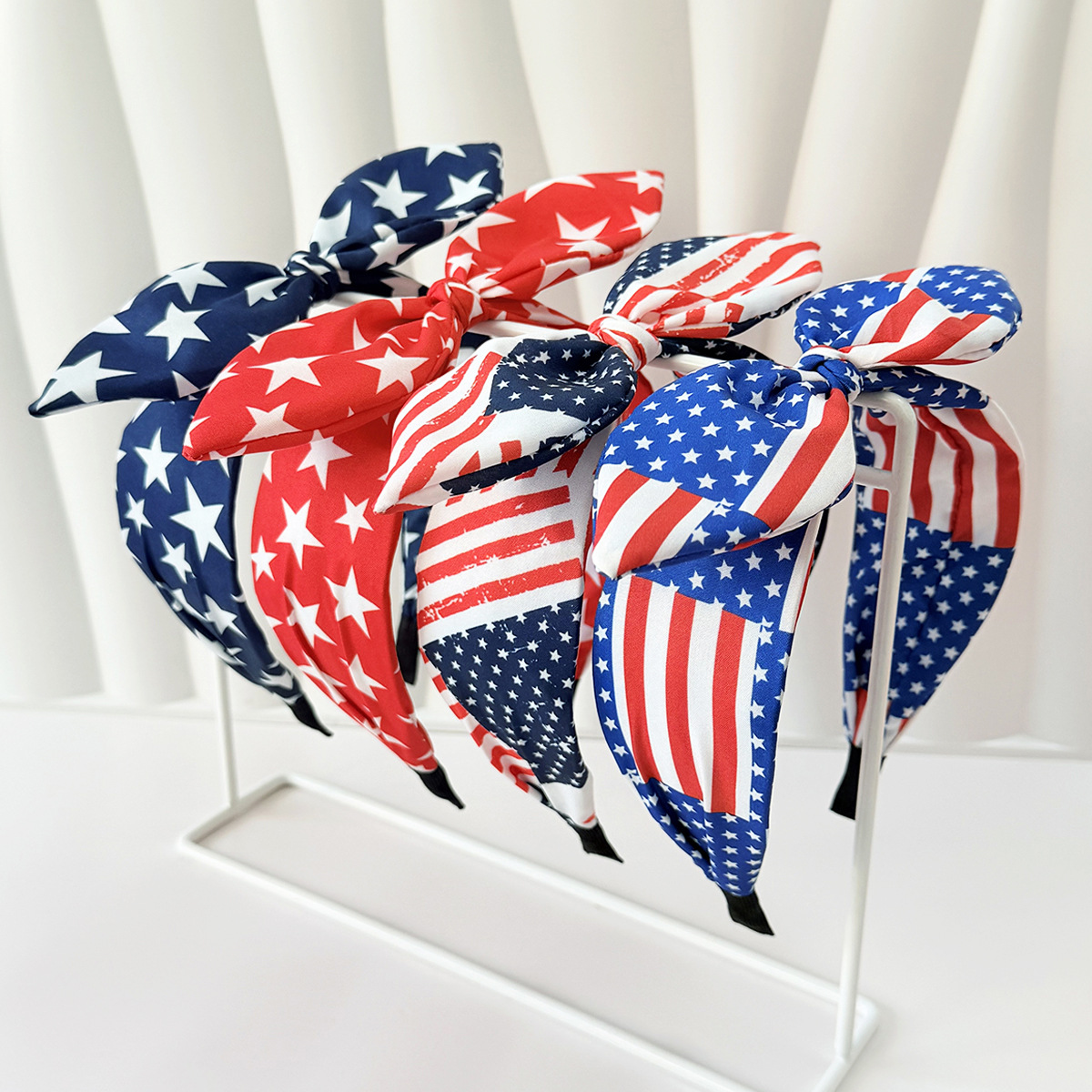 New American Flag Bow Independence Day Star Striped Rabbit Ear Headband Holiday Party Hair Accessories