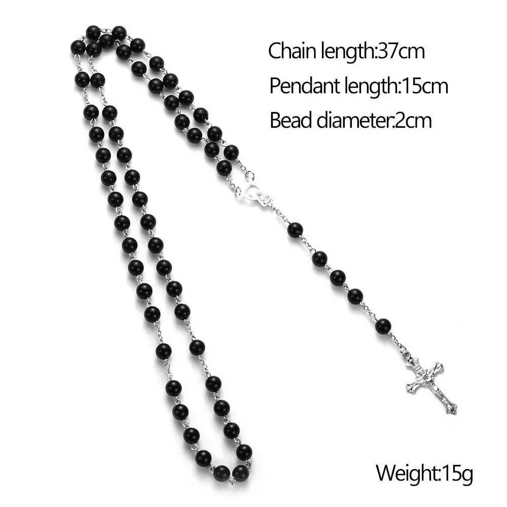 Fashion Vintage Cross Necklace Rosary Beads Chain Jesus Crucifix Virgin Mary Pendant Chain Jewelry Necklace H260403