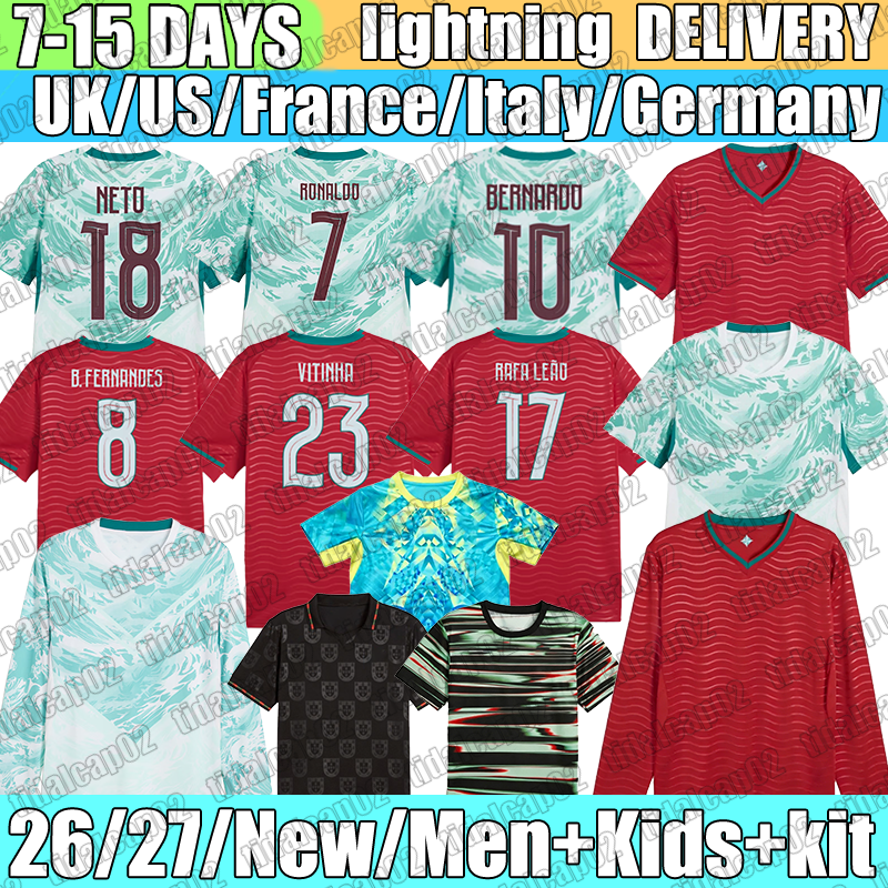 Portugal Jersey Ronaldo B. Fernandes Jersey Joao Felix Ruben Dias Bernardo Soccer Jerseys R. Leao Joao Cancelo Pepe 26 27 football shirt fans player version Men Kids kit