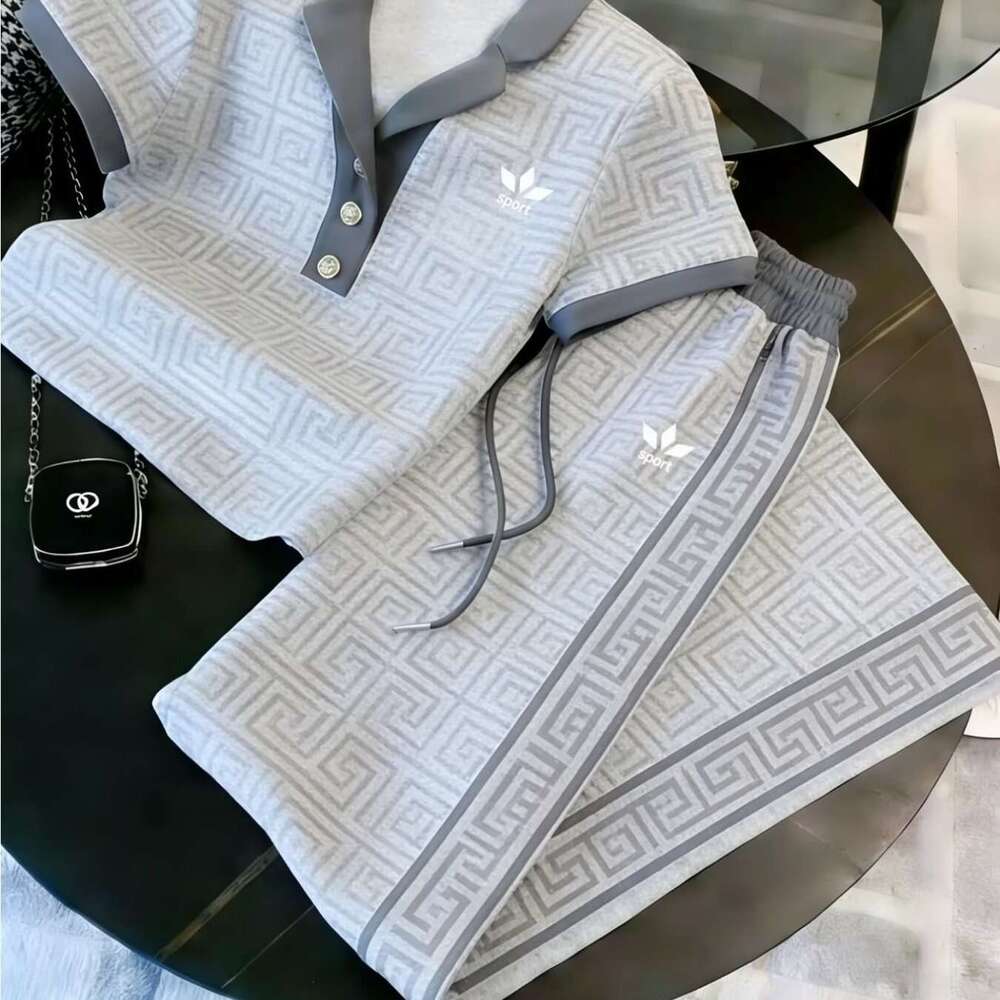 Men's Half Button Short Sleeve Polo Shirt And Long Pants Set Casual Fashion Suit Men's Trendy Outfit For Everyday Outings And Weekend Events - view 8