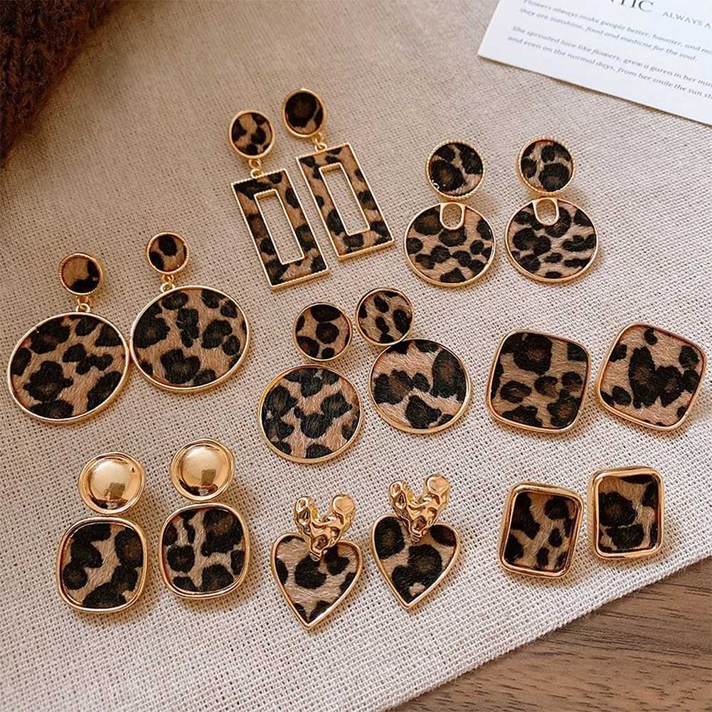 Retro Earrings Geometric Heart Leopard Print Earrings Light Luxury Earrings Fashion Accessories Gift For Women H260403