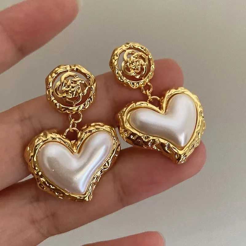 Flower Pearl Heart Drop Earrings Fashion 925 Silver Needle Hollow Out Earrings Retro Luxury Accessories Women Wedding Jewelry H260403