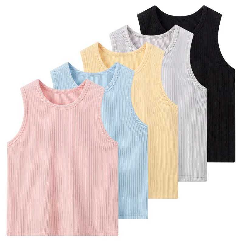 1/2 Piece Solid Color Pit Long-sleeved Trousers For Children In Autumn And Winter Suit For Boys And Girls Casual Joker Warm Vest H260403