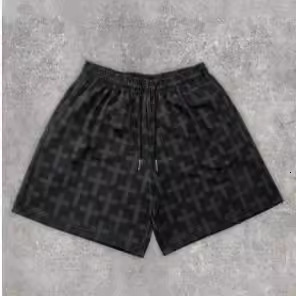 Luxury Brand Designer Clothes Men's American High Street Hip-Hop Trendy Brand Shorts With Cross Decoration, Loose Fit For Street Dance, Breathabl