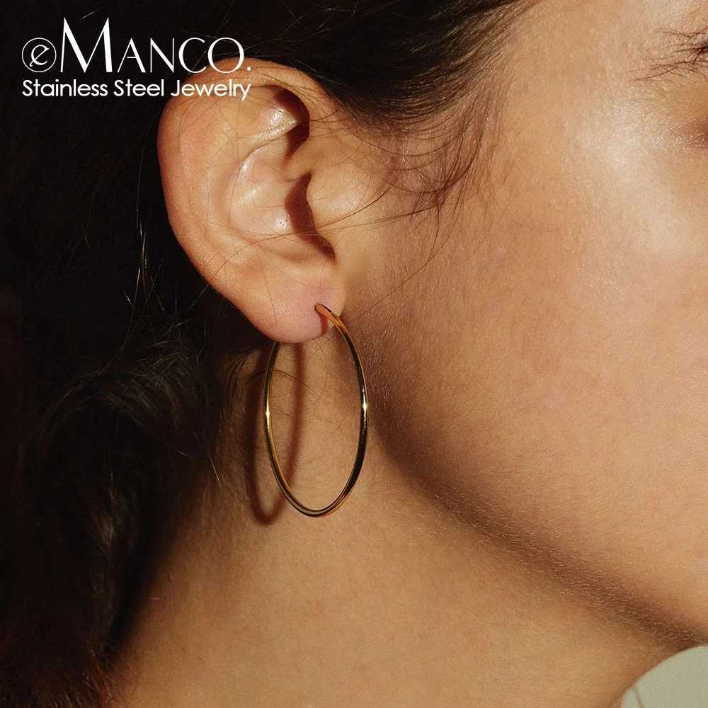 e-Manco 40mm Big Circle Hoop Earrings for Women Large Stainless Steel Earring Women Hyperbole Earrings Fashion Jewellery H260403