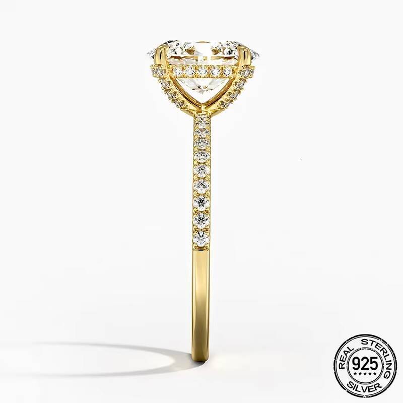 PYQ 3ct Gold Plated Rose Gold Plated Jewelry 3ct Moissanite Classic Silver Iced Out Oval Diamond Ring Women Moissanite Ring