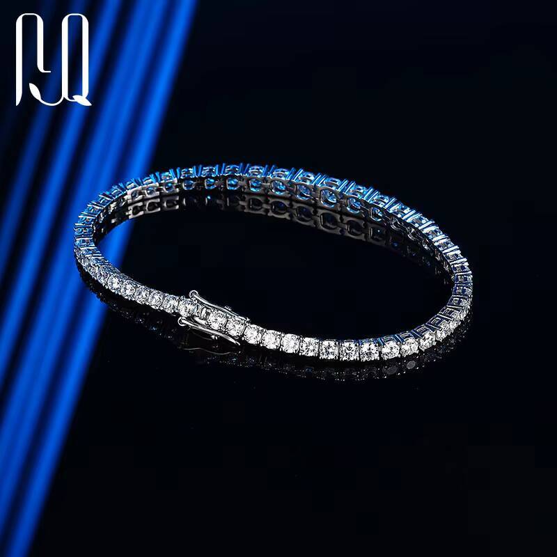 PYQ Wholesale 925 Sterling Silver Tennis Chain Jewelry VVS Moissanite Bracelet for Women 3mm to 5mm