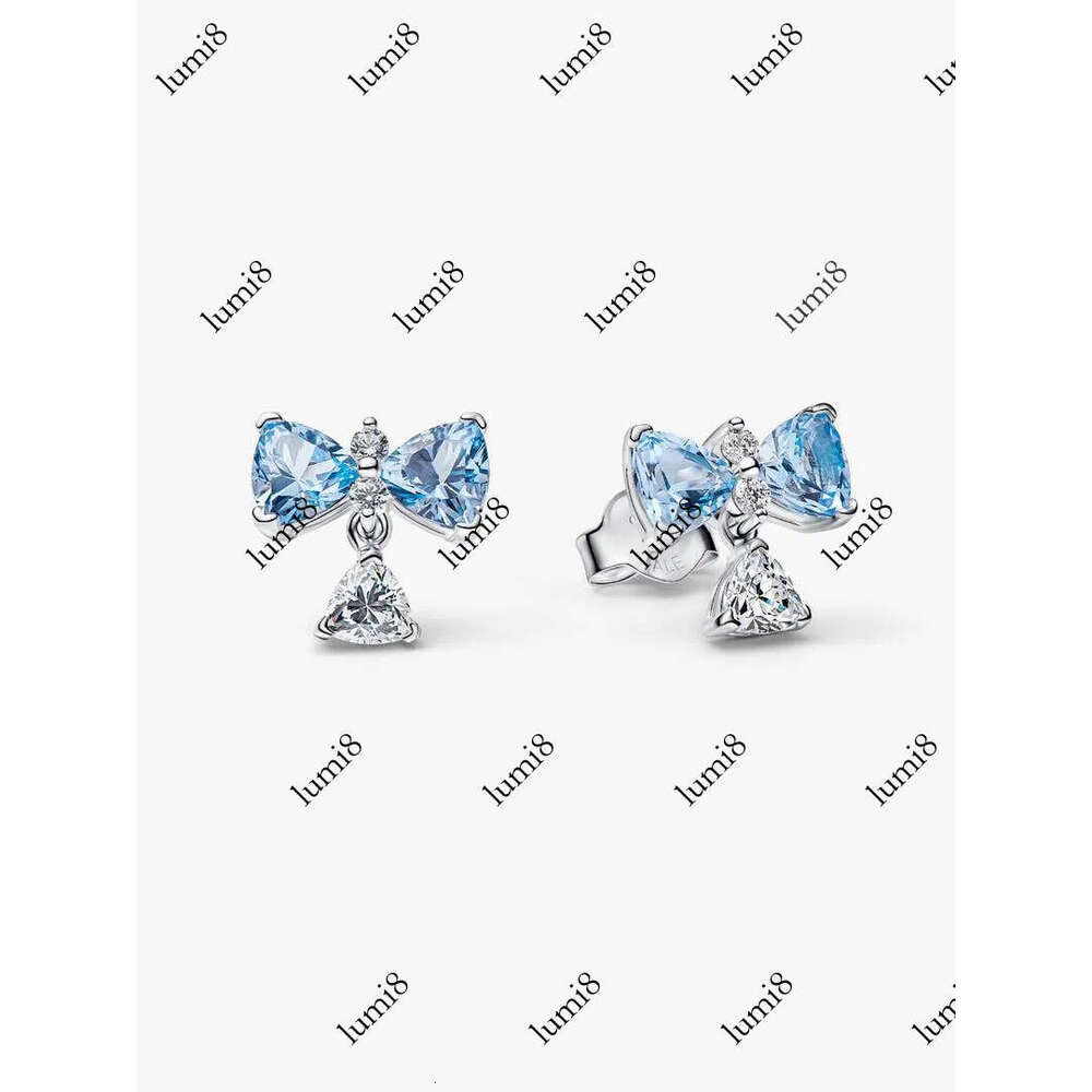 Bridgerton Blue Bow Stud Earrings Sterling silver