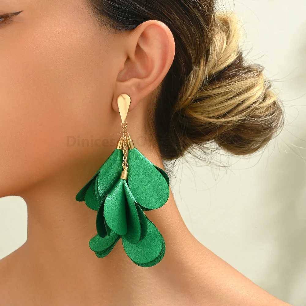 Bohemian Fashion Elegant Leopard Flower Decor Long Tassel Dangle Earrings For Women Luxury Designer Wedding Party Jewelry Gifts H260403
