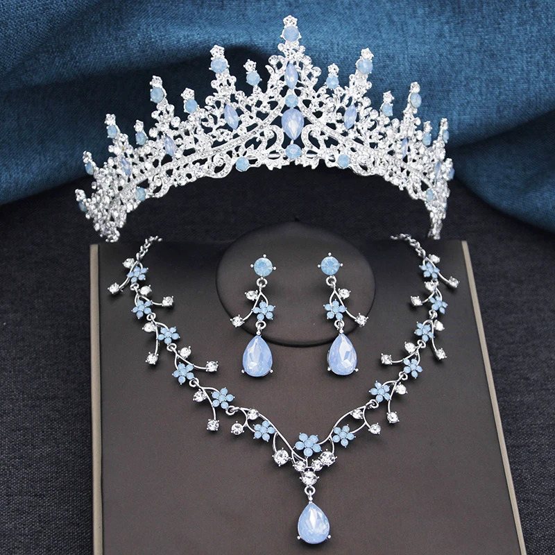 3Pcs Sets Princess Crown Bridal Jewelry Sets for Women Tiaras and Choker Necklace Earrings Wedding Dress Bride Jewelry Set 260318BJ - view 7