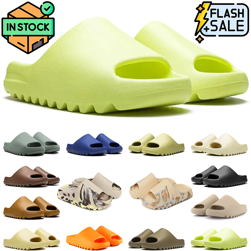 Free Shipping Designer Men Women Slides Slippers Sandals Onyx Bone Grey Glow Green Salt Ochre Slide Sandal Mens Womens Summer Beach Outdoor Shoes Size 36-48