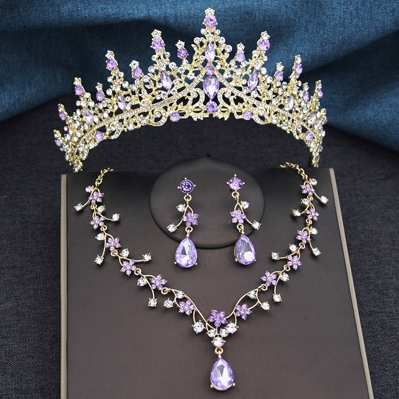 3Pcs Sets Princess Crown Bridal Jewelry Sets for Women Tiaras and Choker Necklace Earrings Wedding Dress Bride Jewelry Set 260318BJ - view 6