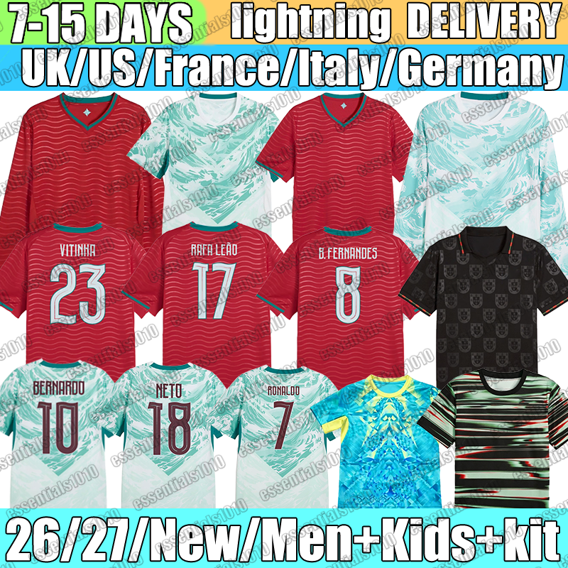2026 Portugal Jersey F. Conceicao Joao Cancelo Jersey Joao Felix B. Fernandes Soccer Jerseys Joao Bernardo Ronaldo 26 27 football shirt fans player version Men Kids kit